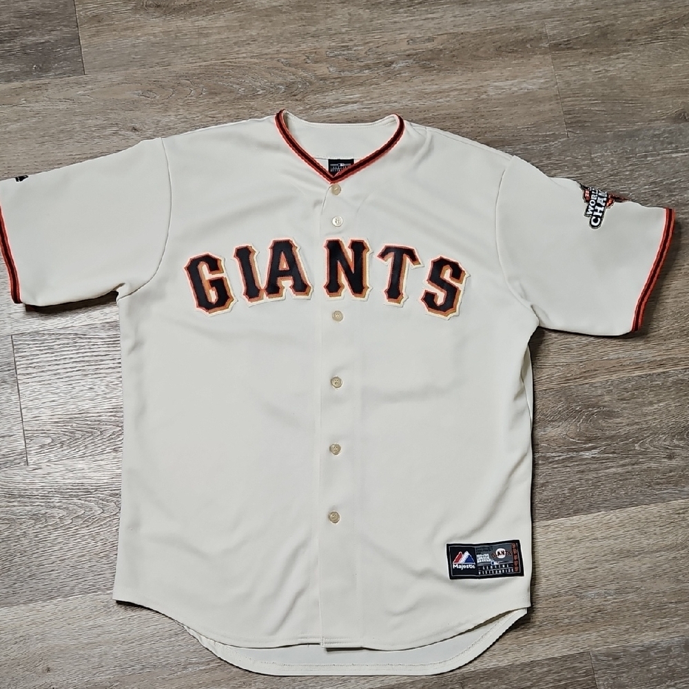 Majestic Black Label Buster Posey Button Down Embroidered 2012 SF Giants Jersey - Picture 9 of 15